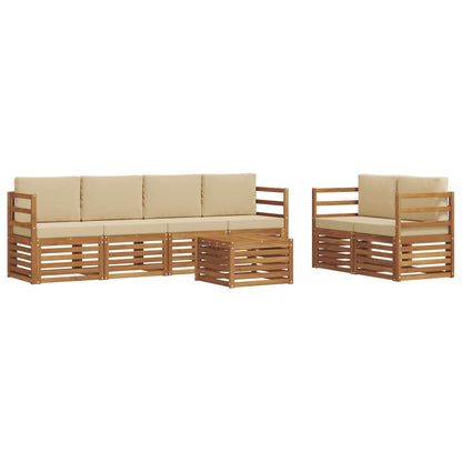 Set di divani da esterno con cuscino 7 pcs Naturale e Beige | homemem39