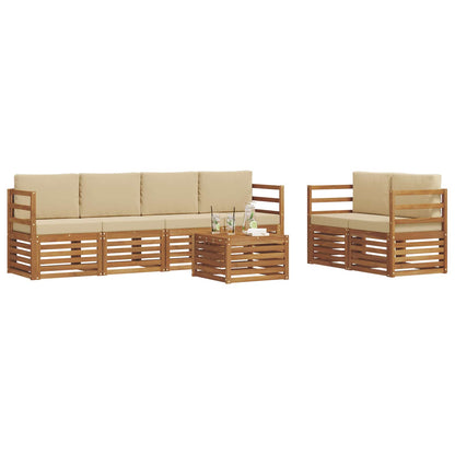 Set di divani da esterno con cuscino 7 pcs Naturale e Beige | homemem39