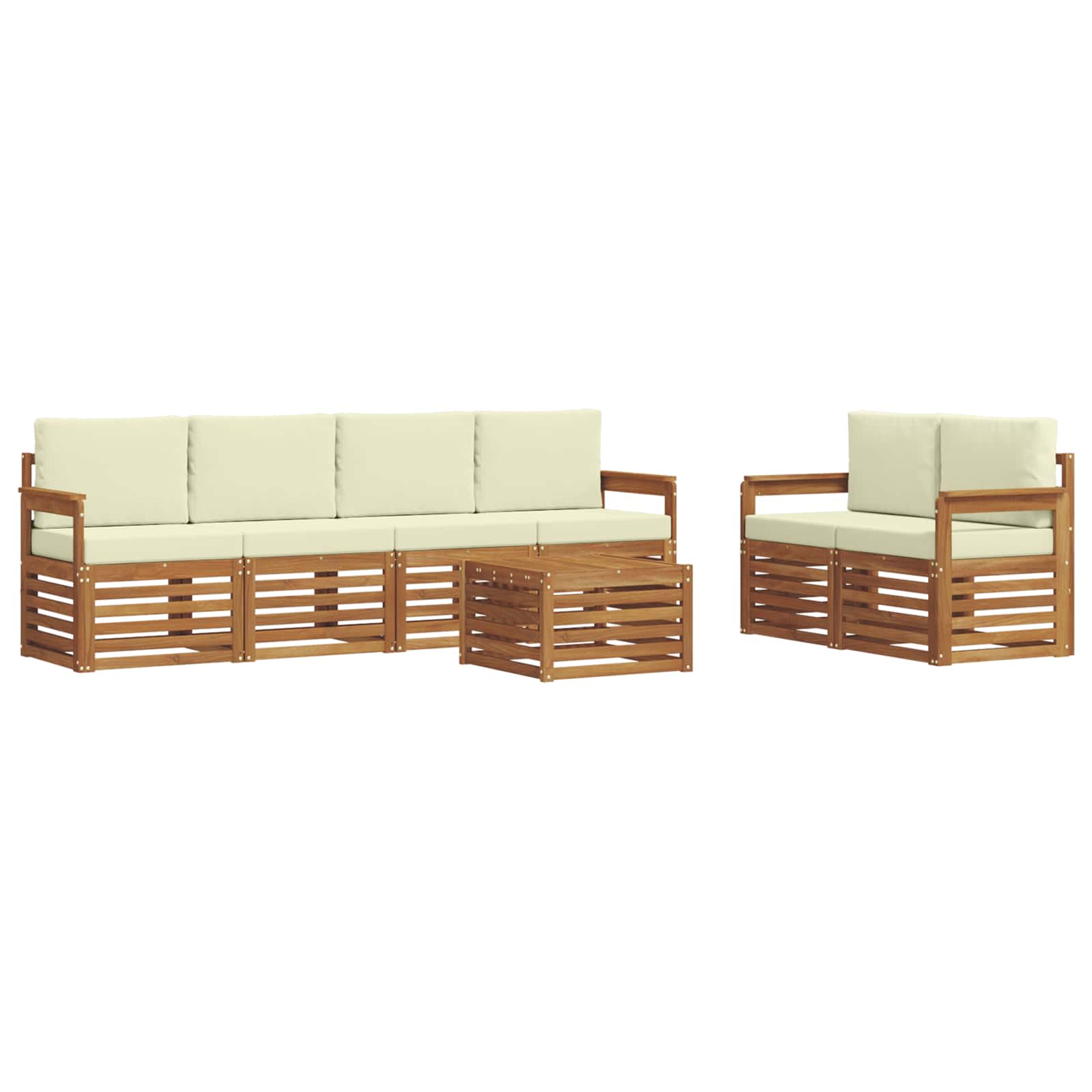 Set di divani da esterno con cuscino 7 pcs Naturale e Crema | homemem39