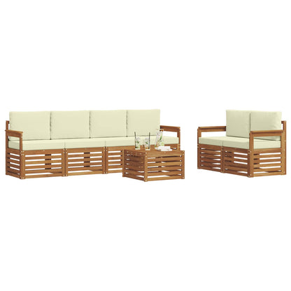 Set di divani da esterno con cuscino 7 pcs Naturale e Crema