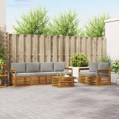 Set di divani da esterno 7 pcs Grigio Naturale e Chiaro