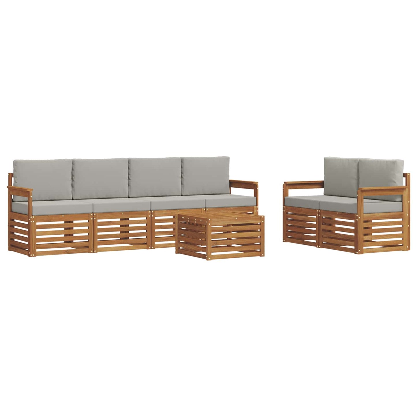 Set di divani da esterno 7 pcs Grigio Naturale e Chiaro | homemem39