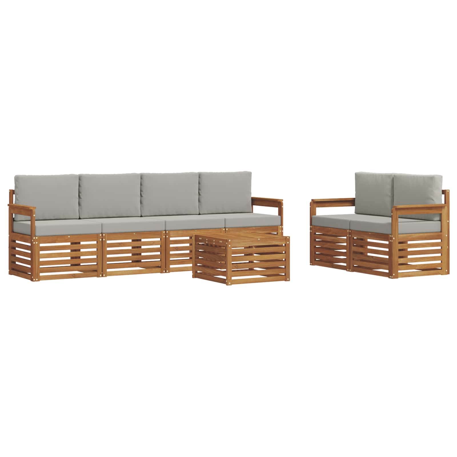 Set di divani da esterno 7 pcs Grigio Naturale e Chiaro | homemem39