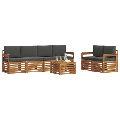 Set di divani da esterno con cuscino 7 pcs Naturale e Antracite