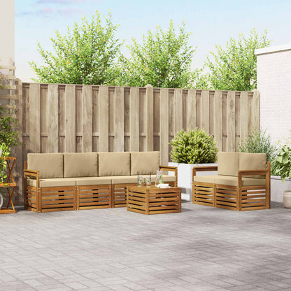 Set di divani da esterno con cuscino 7 pcs Naturale e Beige
