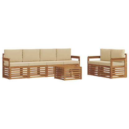 Set di divani da esterno con cuscino 7 pcs Naturale e Beige | homemem39