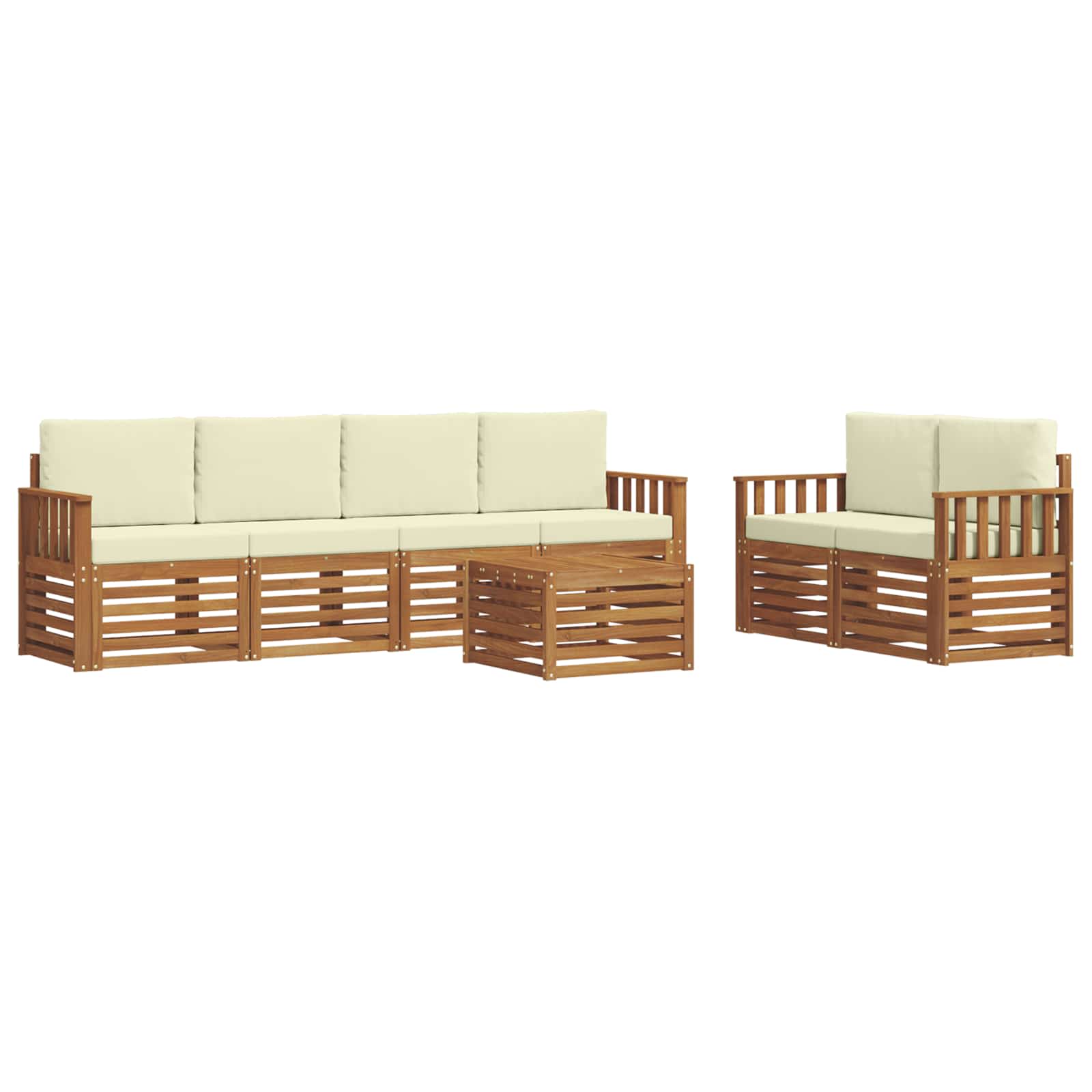 Set di divani da esterno con cuscino 7 pcs Naturale e Crema | homemem39