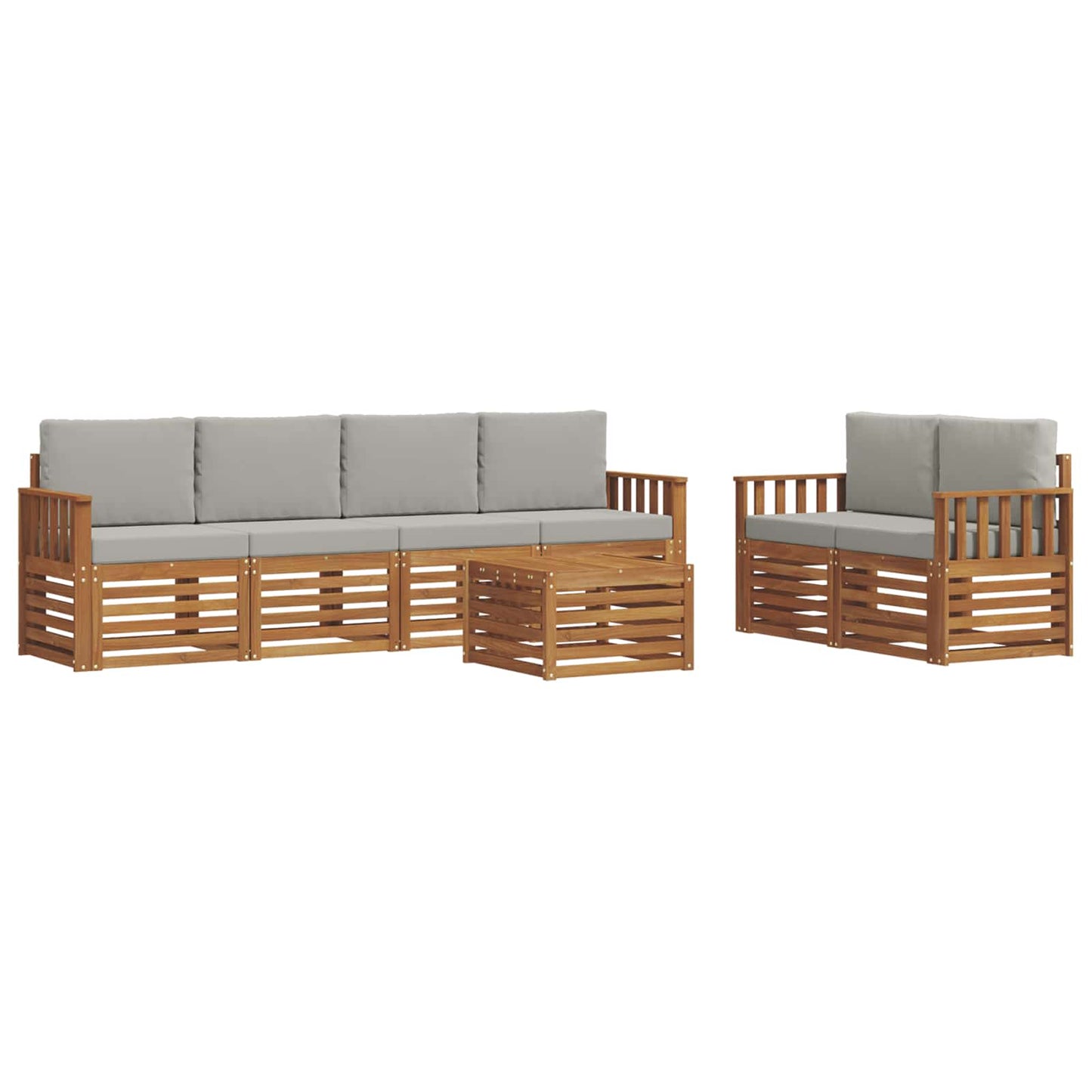Set di divani da esterno 7 pcs Grigio Naturale e Chiaro | homemem39