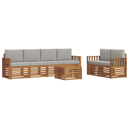 Set di divani da esterno 7 pcs Grigio Naturale e Chiaro | homemem39