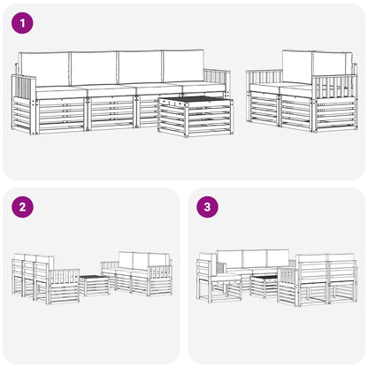 Set di divani da esterno 7 pcs Grigio Naturale e Chiaro | homemem39