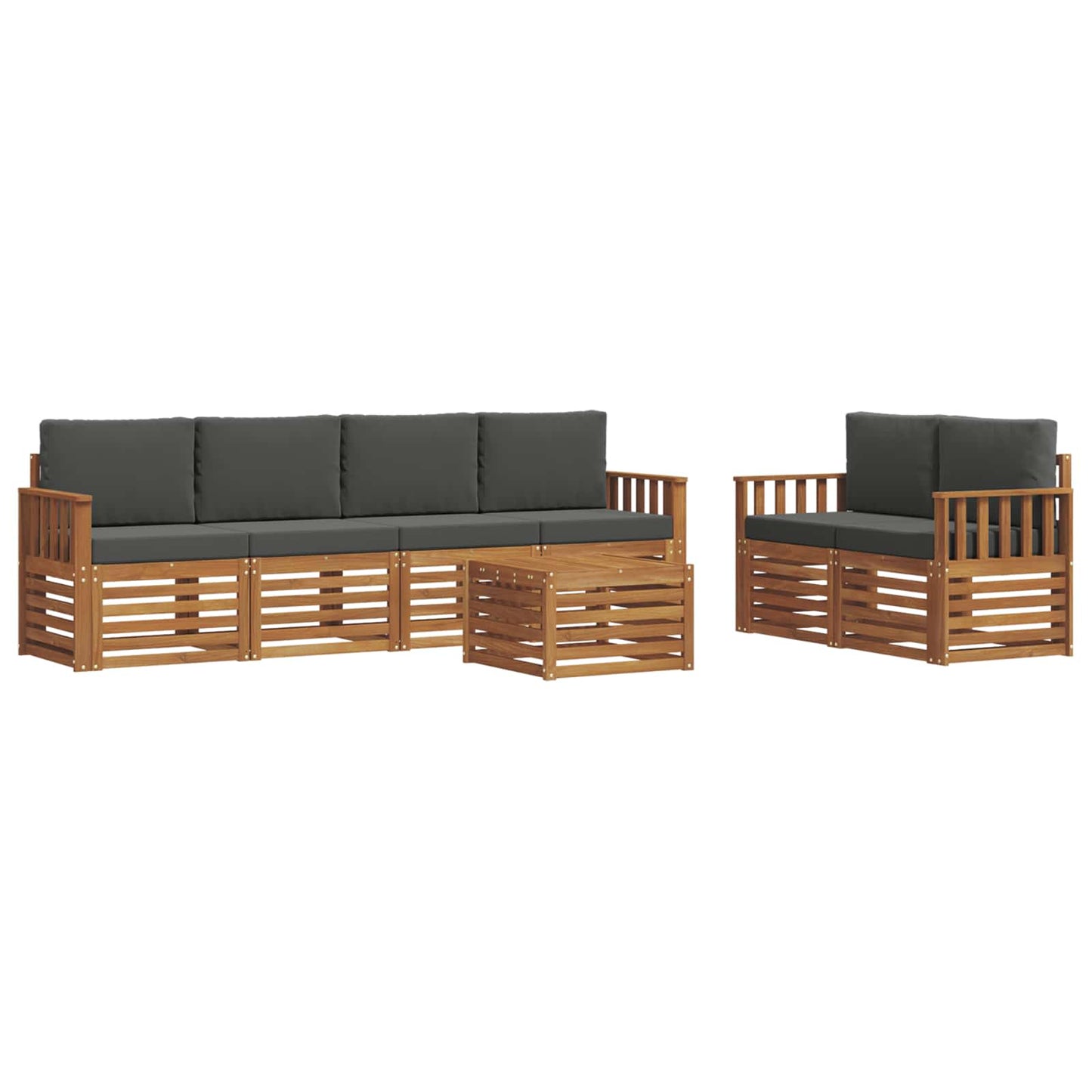 Set di divani da esterno con cuscino 7 pcs Naturale e Antracite | homemem39