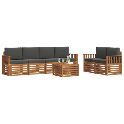 Set di divani da esterno con cuscino 7 pcs Naturale e Antracite | homemem39