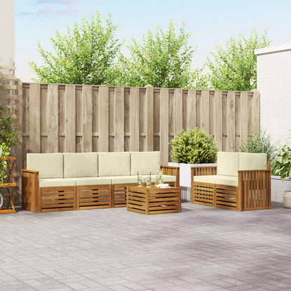 Set di divani da esterno con cuscino 7 pcs Naturale e Crema
