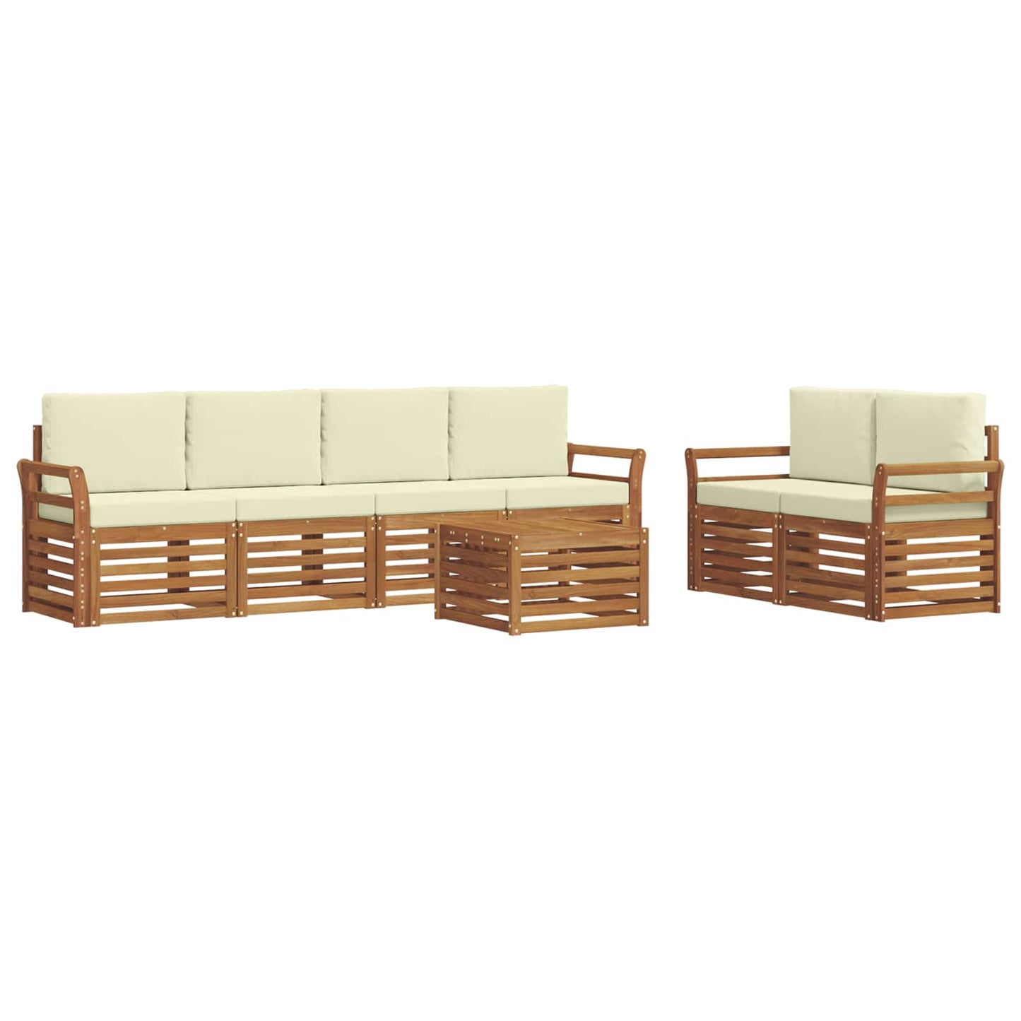 Set di divani da esterno con cuscino 7 pcs Naturale e Crema