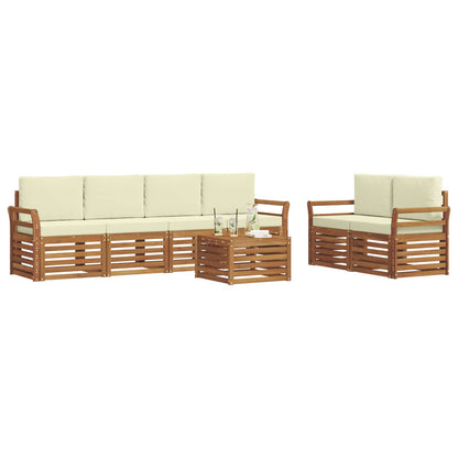 Set di divani da esterno con cuscino 7 pcs Naturale e Crema
