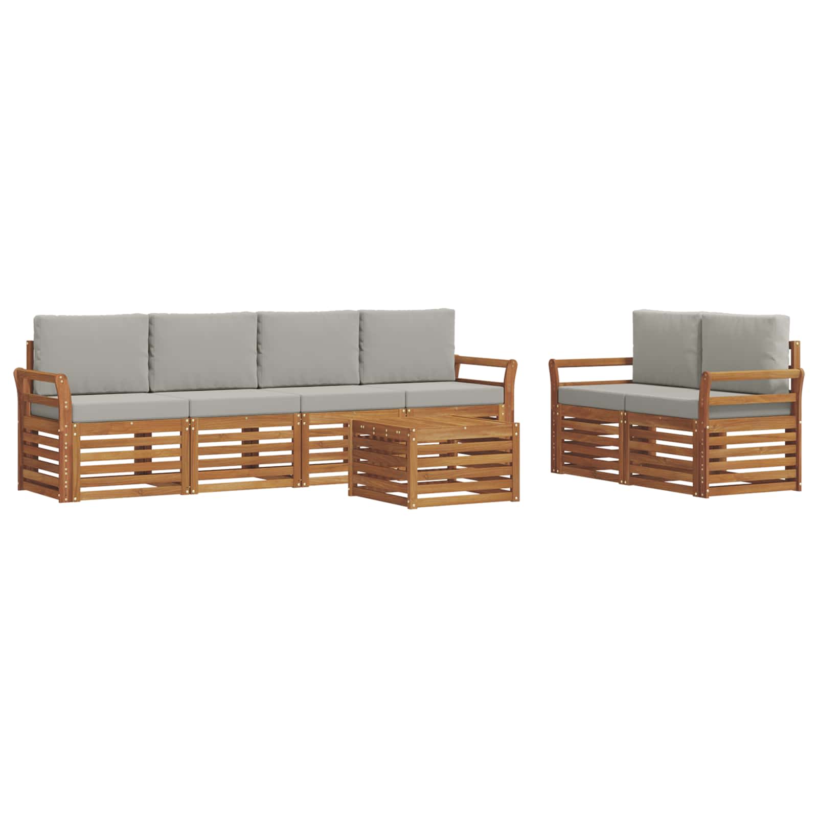 Set di divani da esterno 7 pcs Grigio Naturale e Chiaro | homemem39