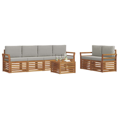 Set di divani da esterno 7 pcs Grigio Naturale e Chiaro
