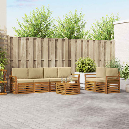 Set di divani da esterno con cuscino 7 pcs Naturale e Beige | homemem39