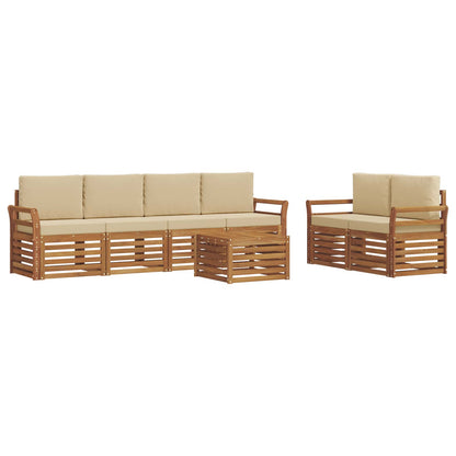 Set di divani da esterno con cuscino 7 pcs Naturale e Beige | homemem39