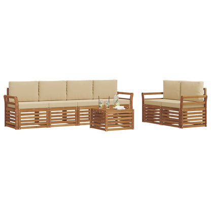 Set di divani da esterno con cuscino 7 pcs Naturale e Beige