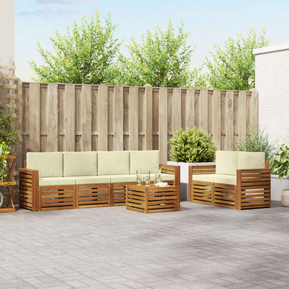 Set di divani da esterno con cuscino 7 pcs Naturale e Crema