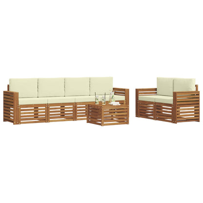 Set di divani da esterno con cuscino 7 pcs Naturale e Crema