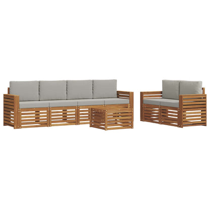 Set di divani da esterno 7 pcs Grigio Naturale e Chiaro | homemem39