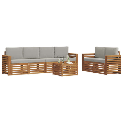 Set di divani da esterno 7 pcs Grigio Naturale e Chiaro