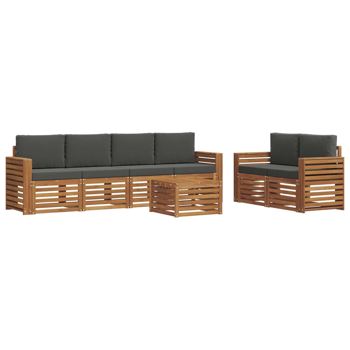 Set di divani da esterno con cuscino 7 pcs Naturale e Antracite | homemem39