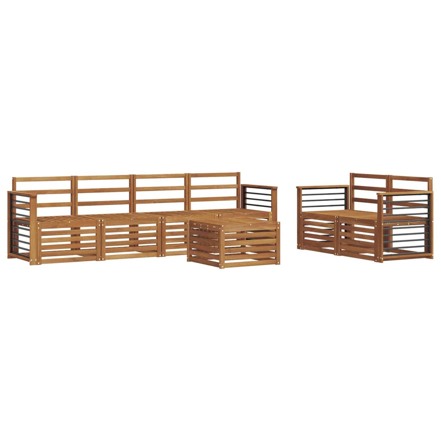 Set divani 7 pcs Naturale Legno di Acacia Massello | homemem39