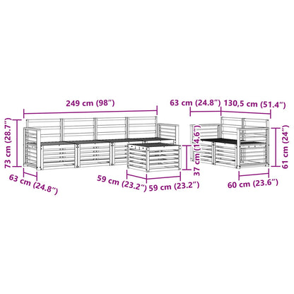 Set divani 7 pcs Naturale Legno di Acacia Massello | homemem39