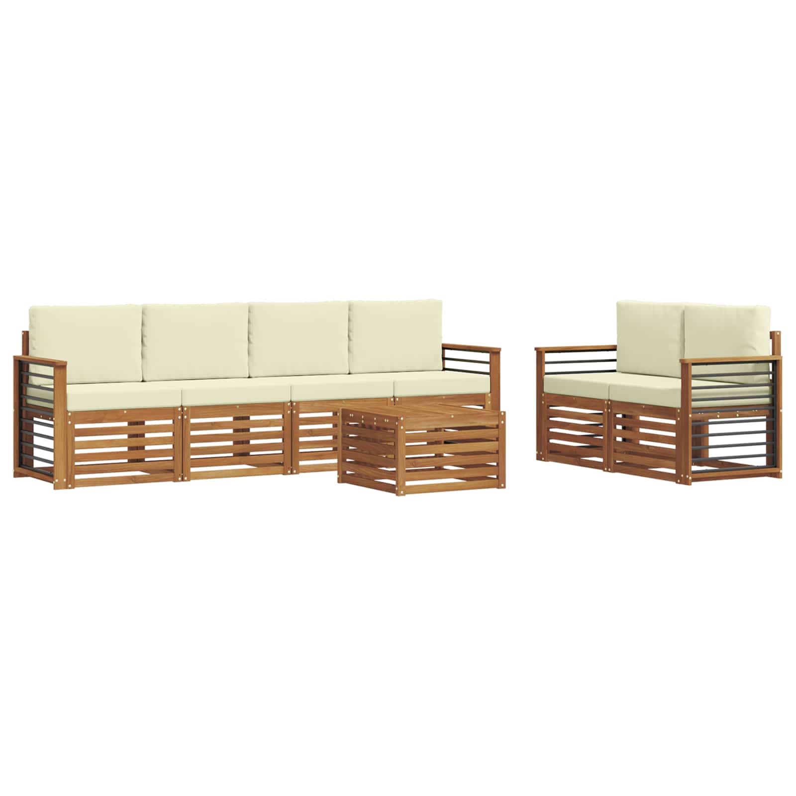Set di divani da esterno con cuscino 7 pcs Naturale e Crema | homemem39