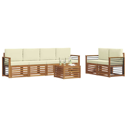 Set di divani da esterno con cuscino 7 pcs Naturale e Crema | homemem39