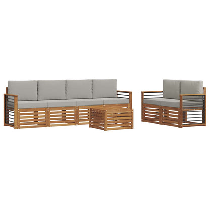Set di divani da esterno 7 pcs Grigio Naturale e Chiaro