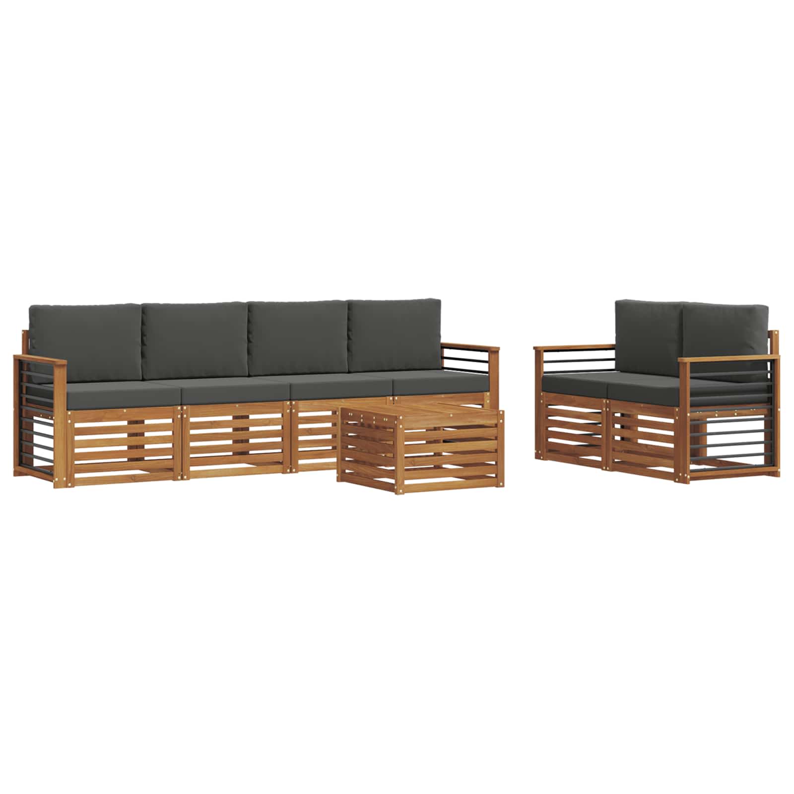 Set di divani da esterno con cuscino 7 pcs Naturale e Antracite | homemem39