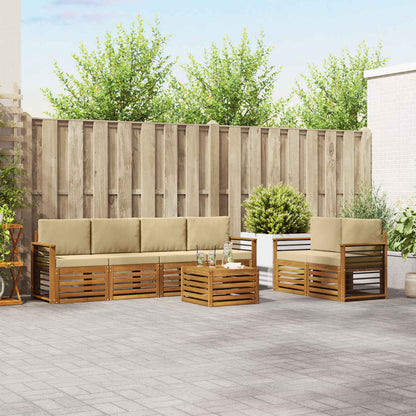 Set di divani da esterno con cuscino 7 pcs Naturale e Beige