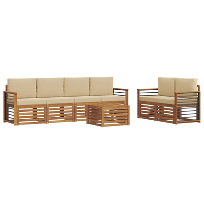 Set di divani da esterno con cuscino 7 pcs Naturale e Beige | homemem39
