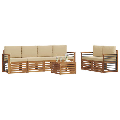 Set di divani da esterno con cuscino 7 pcs Naturale e Beige | homemem39