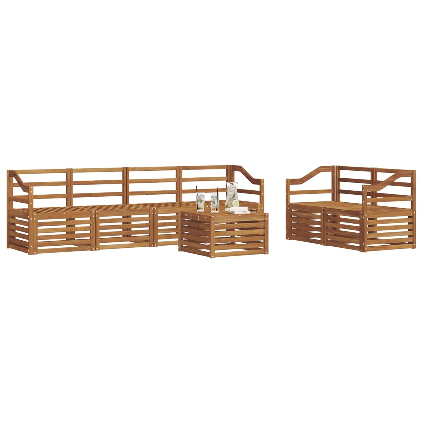 Set di divani da esterno 7 pcs Naturale | homemem39