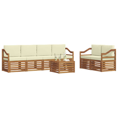 Set di divani da esterno con cuscino 7 pcs Naturale e Crema | homemem39