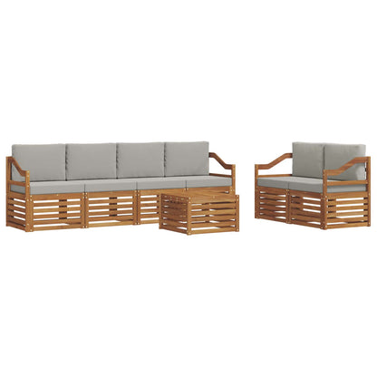 Set di divani da esterno 7 pcs Grigio Naturale e Chiaro