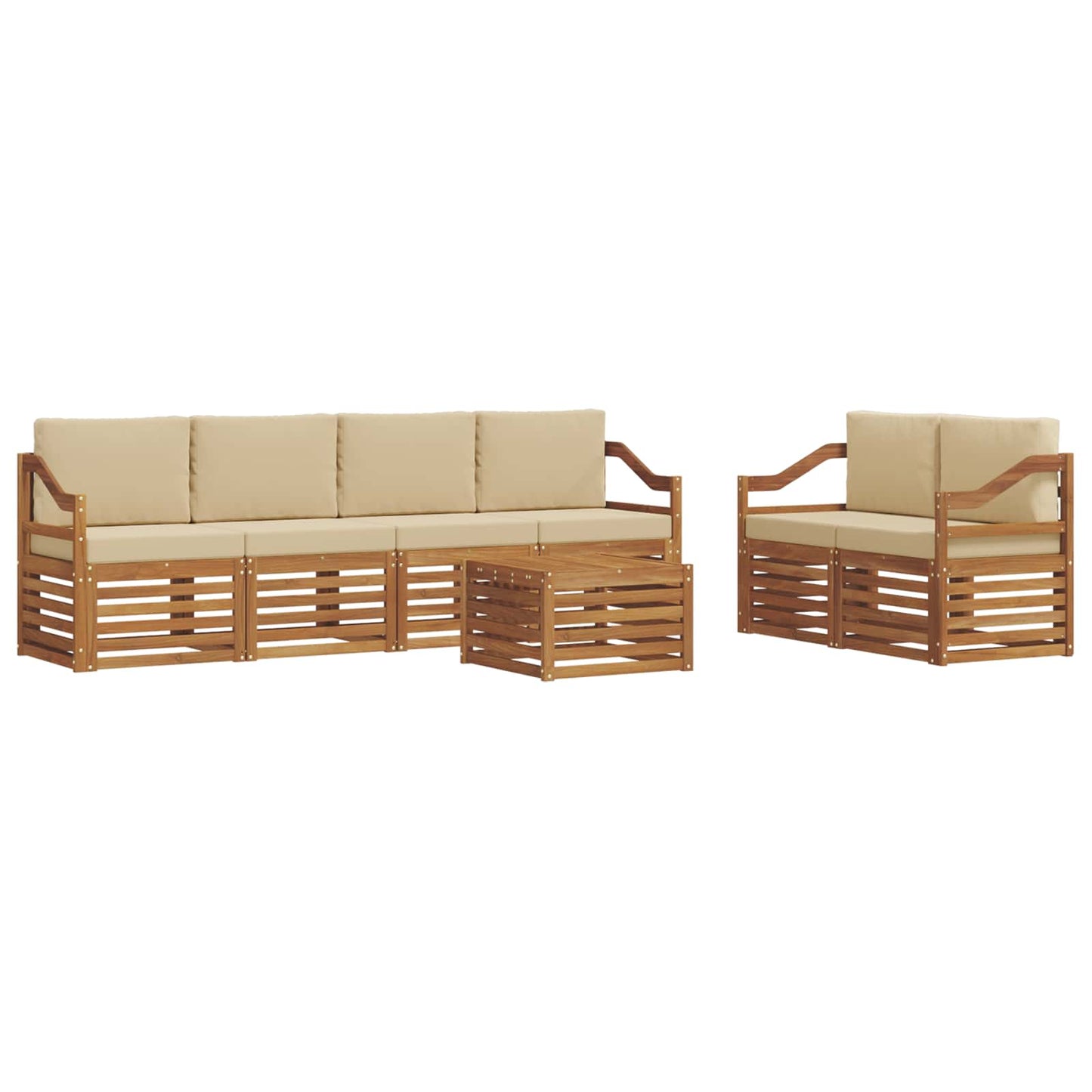 Set di divani da esterno con cuscino 7 pcs Naturale e Beige | homemem39