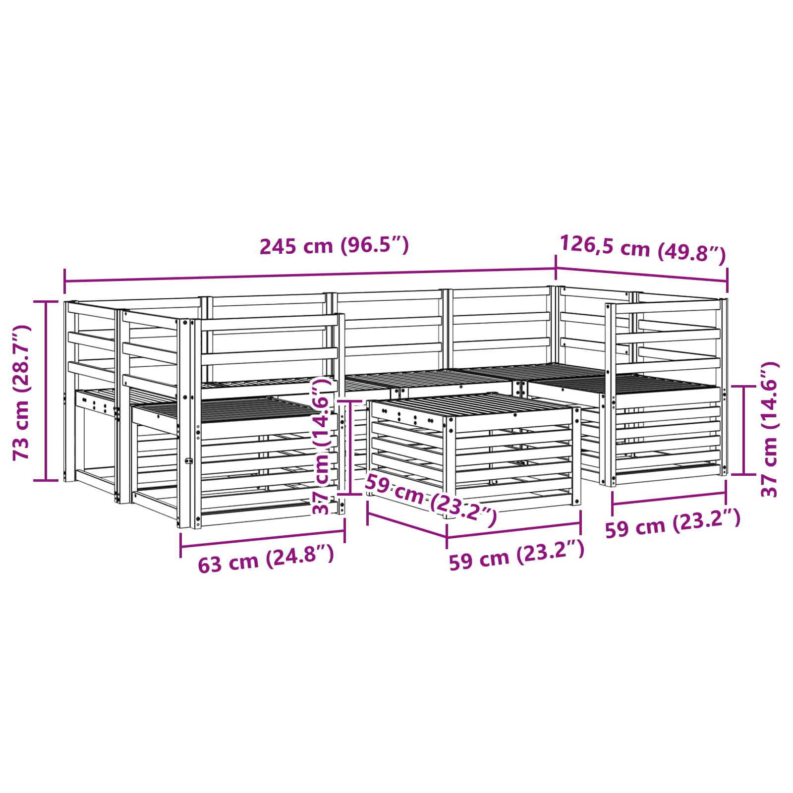 Set di divani da esterno 7 pcs Naturale | homemem39