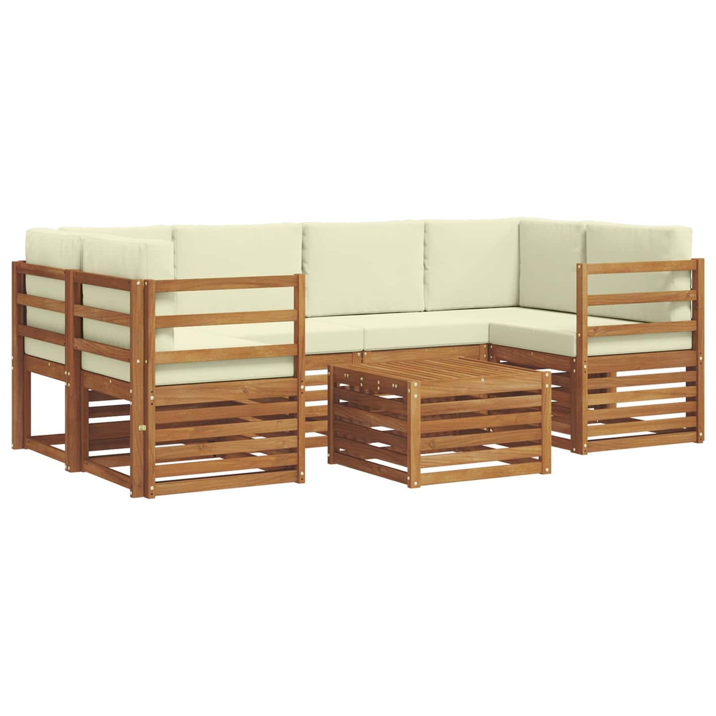 Set di divani da esterno con cuscino 7 pcs Naturale e Crema | homemem39