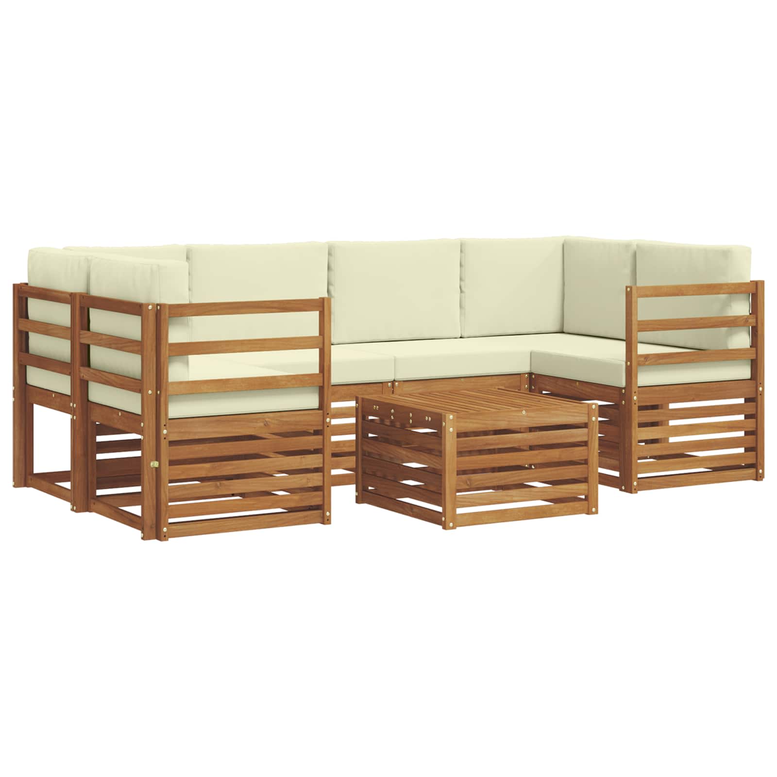 Set di divani da esterno con cuscino 7 pcs Naturale e Crema | homemem39