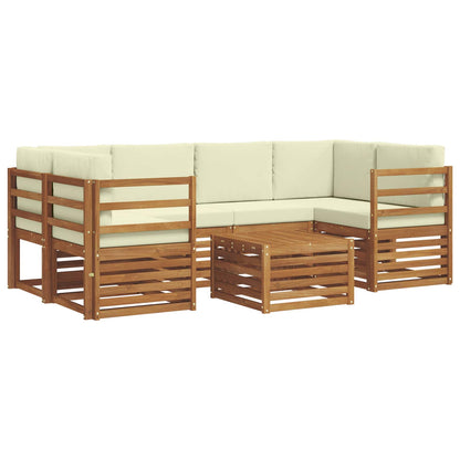 Set di divani da esterno con cuscino 7 pcs Naturale e Crema | homemem39