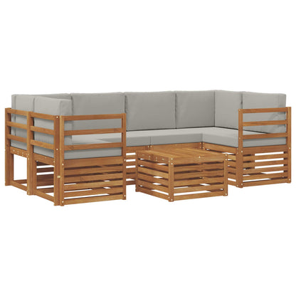 Set di divani da esterno 7 pcs Grigio Naturale e Chiaro | homemem39
