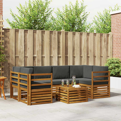 Set di divani da esterno con cuscino 7 pcs Naturale e Antracite | homemem39