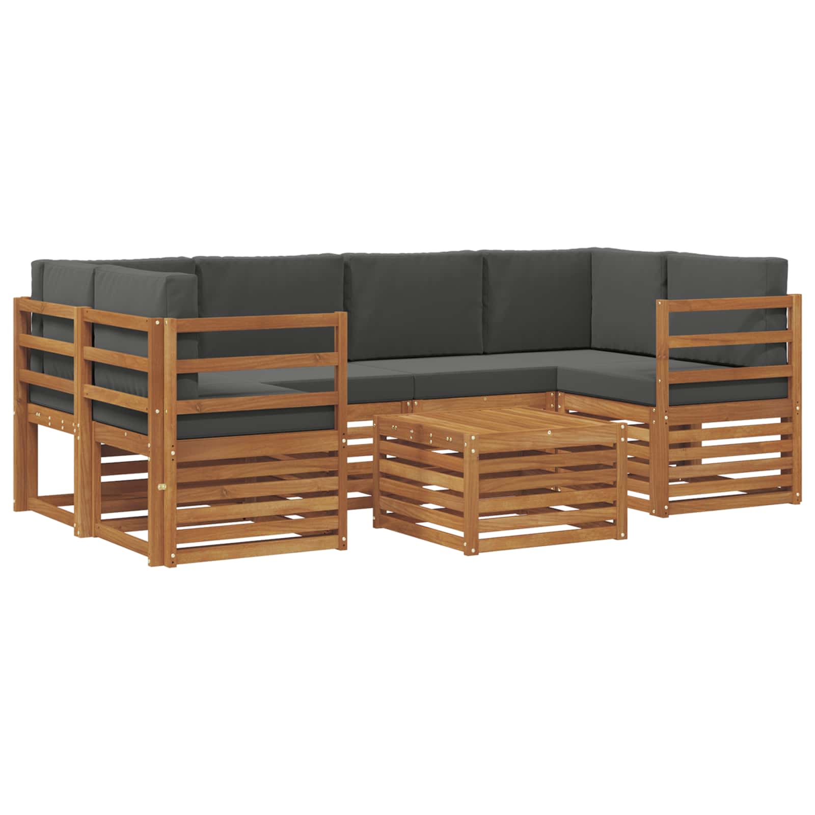 Set di divani da esterno con cuscino 7 pcs Naturale e Antracite | homemem39