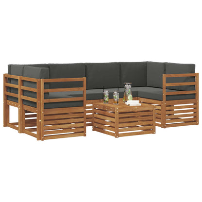 Set di divani da esterno con cuscino 7 pcs Naturale e Antracite
